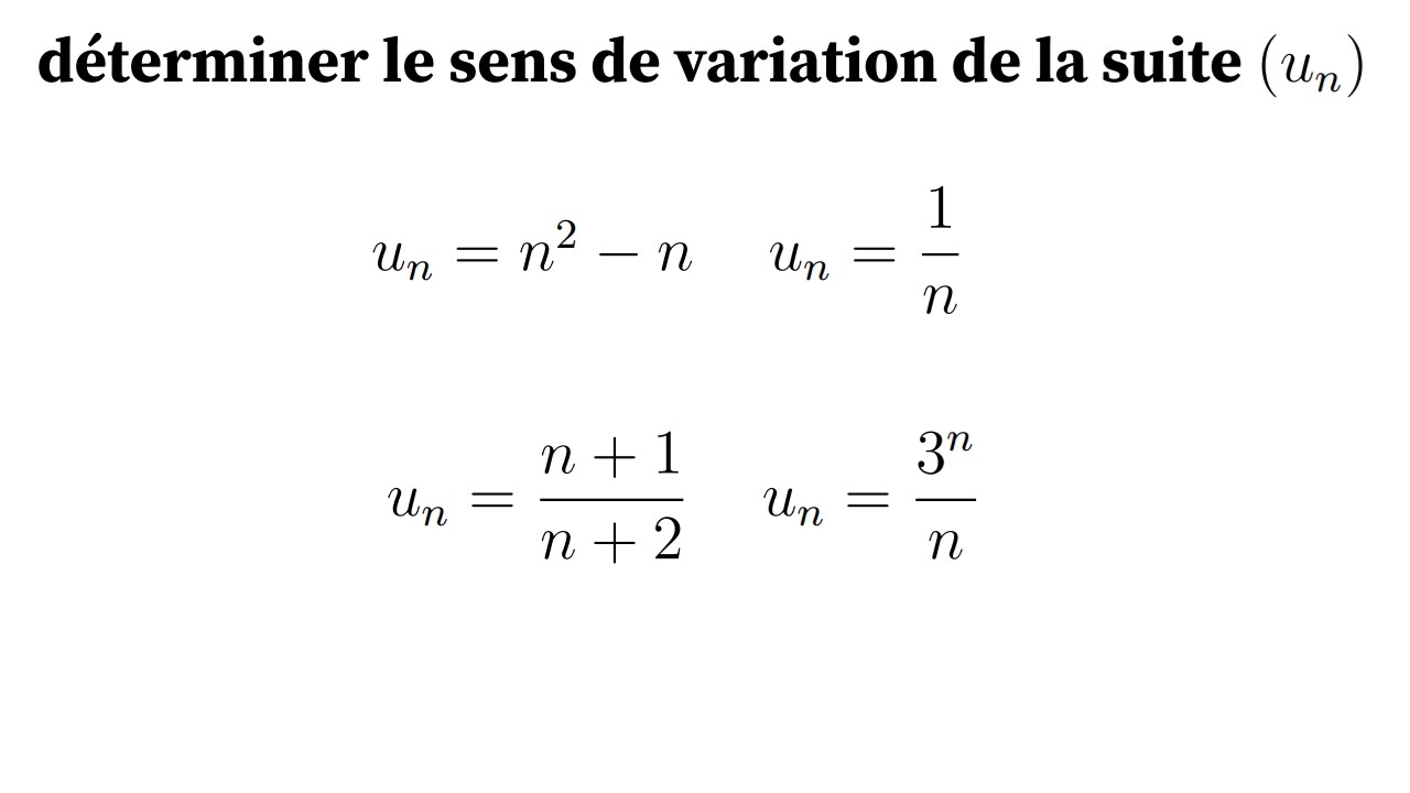 1ere maths spé Suite (1/5). Variations de suites