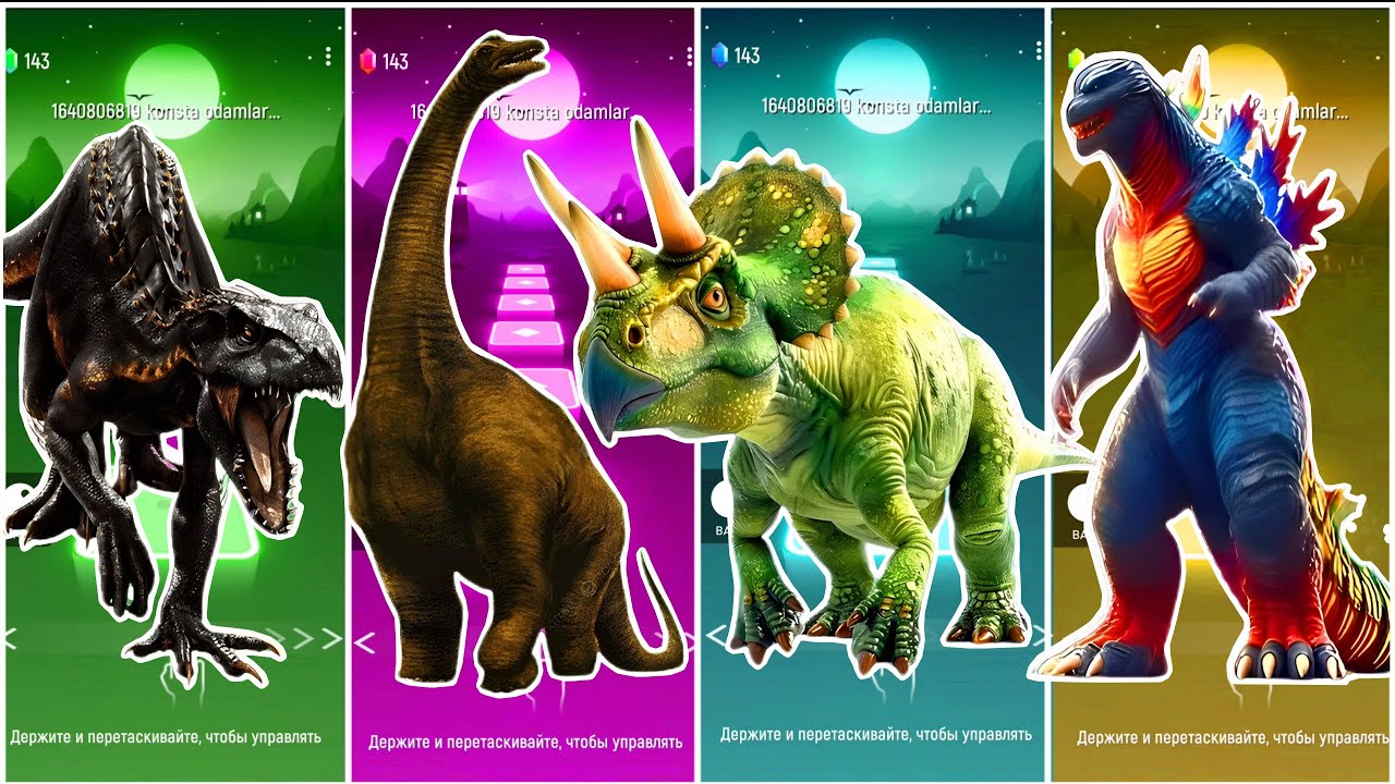 🦖JurassicWorld Indoraptor🆚The Brountasaur🆚The Triceratops🆚The Godzilla Coffin || TilesHop
