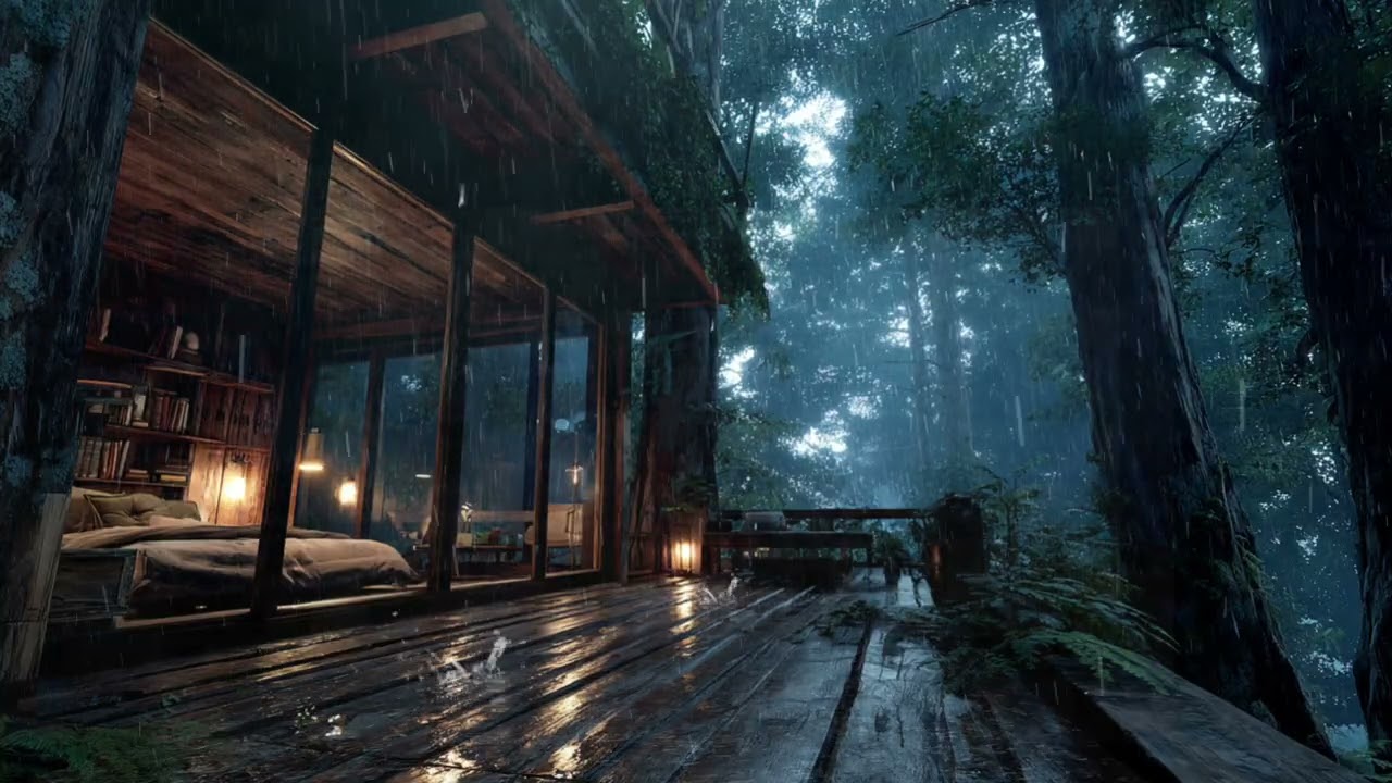Quiet Forest Cabin Rain 🌧️ Calm Your Mind & Sleep Deep Tonight