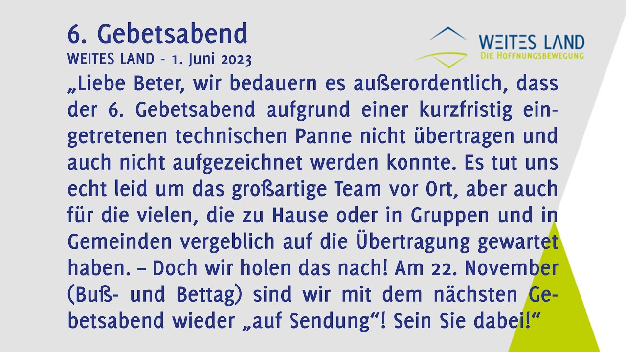 GEBETSABEND WEITES LAND