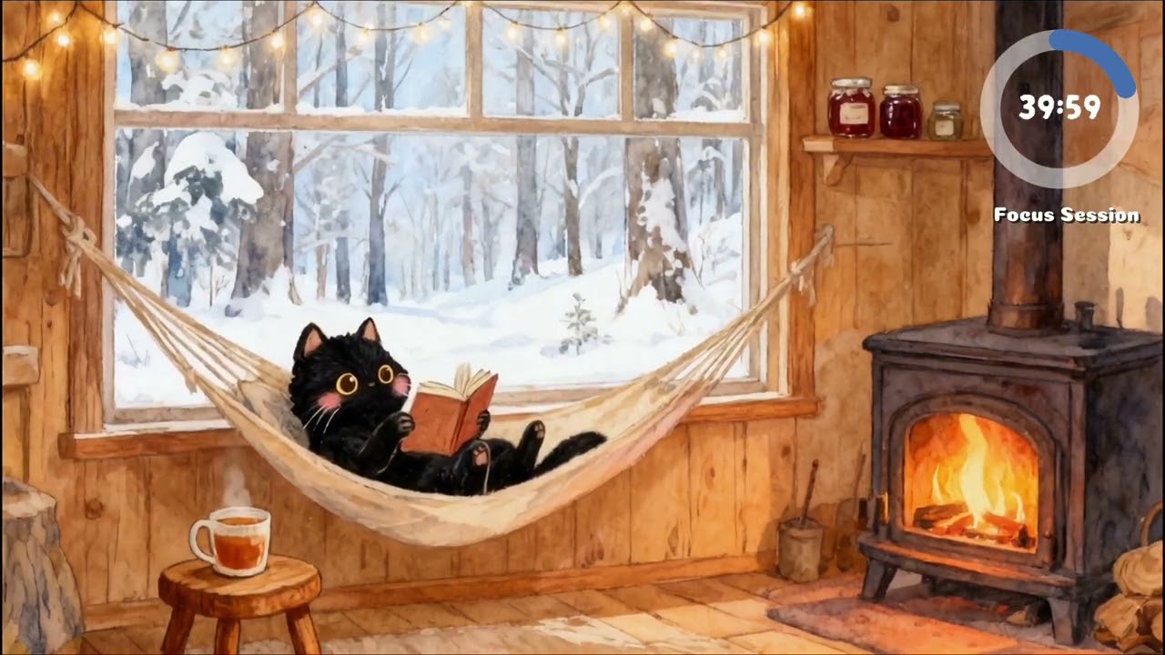 Let's turn the page together | 3 Hour  Study Pomodoro | Cozy Lofi with Fireplace