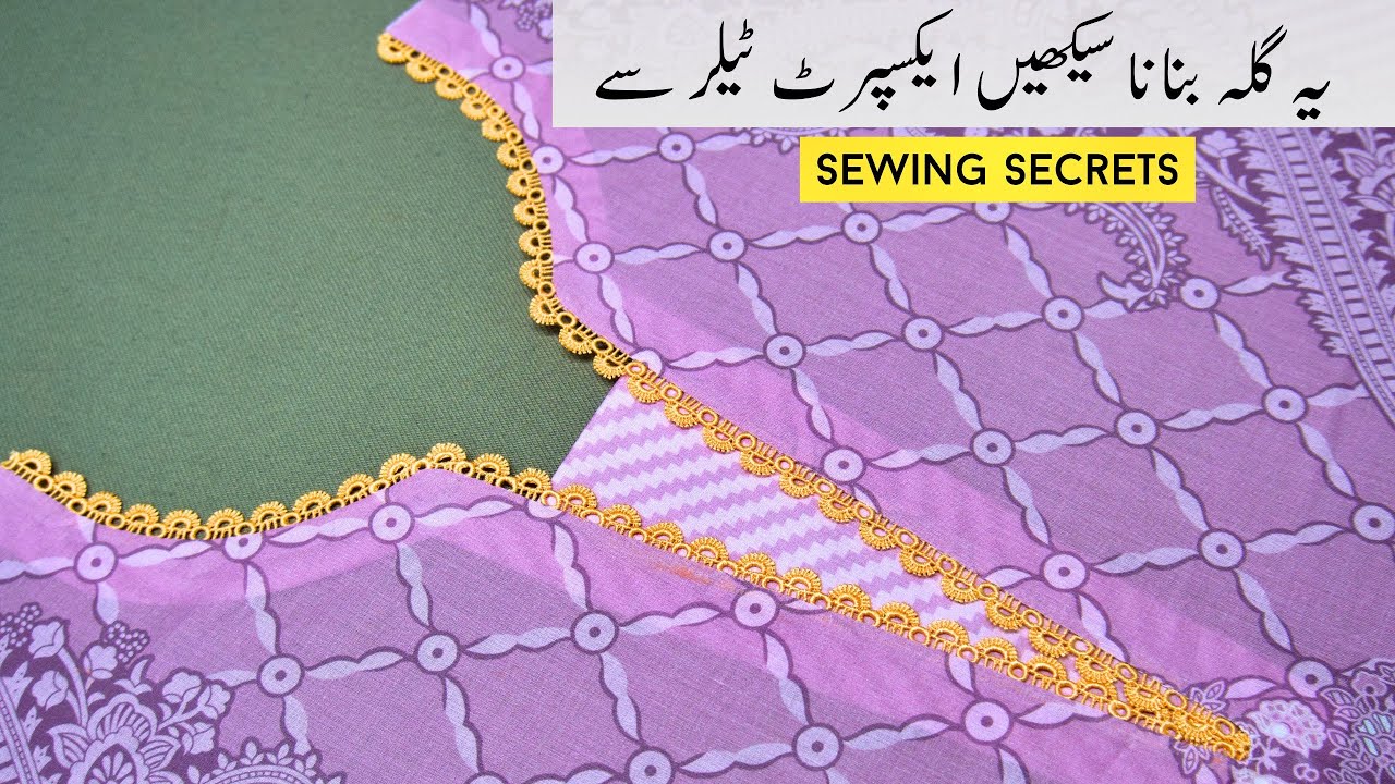 Beautiful Round Neck V Placket with Lace (Beginner Tutoria)