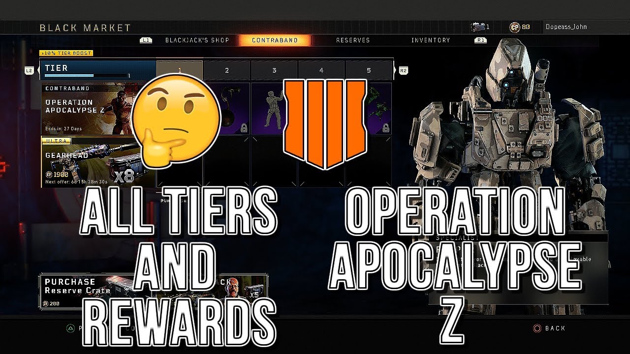 ALL 40 TIERS AND REWARDS FOR NEW TIER SYSTEM 🤔 (BO4 OPERATION APOCALYPSE Z)