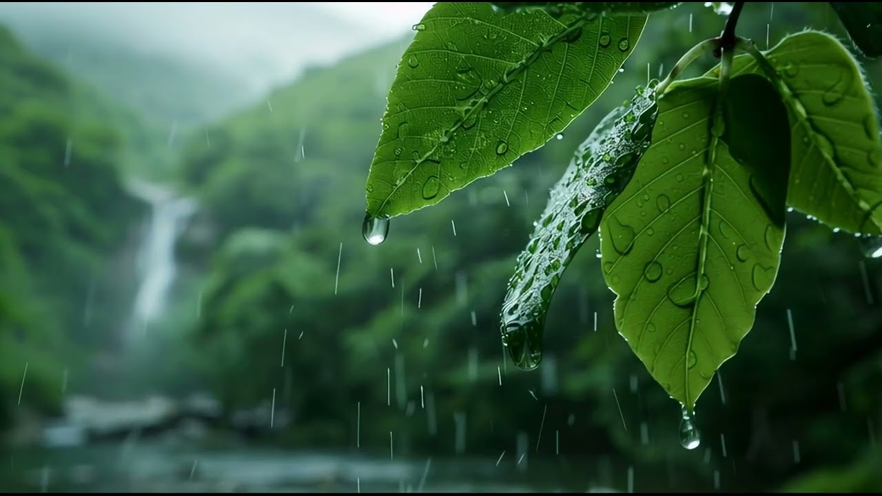 Gentle Rain 🌧️ Dripping from Leaves 🍃 | 1 Hour Relaxing Session ❤️ | 😌 Calm Nervous Tension 4K