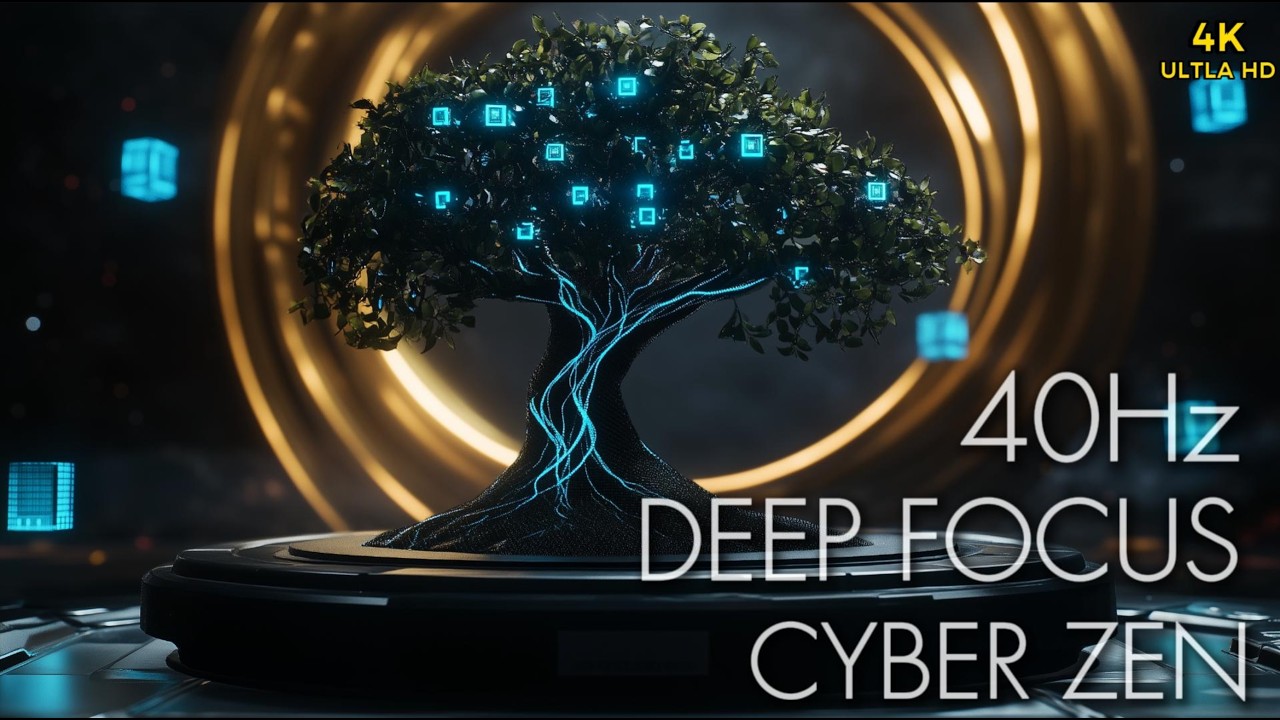 40Hz Deep Focus 🌿 Cyber Zen Bonsai | 1 Hour Immersive Work Music for Coding & Study