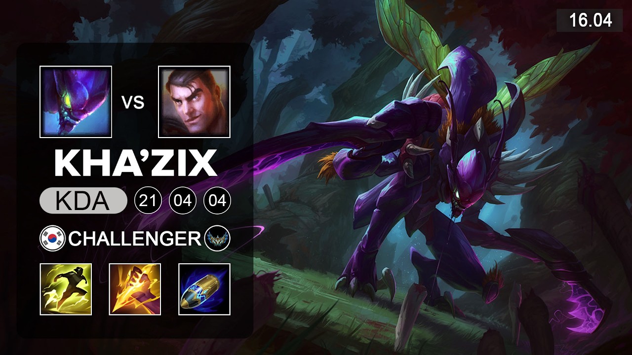 Kha'Zix vs Jayce Jungle - KR Challenger - Patch 16.04 Season 16