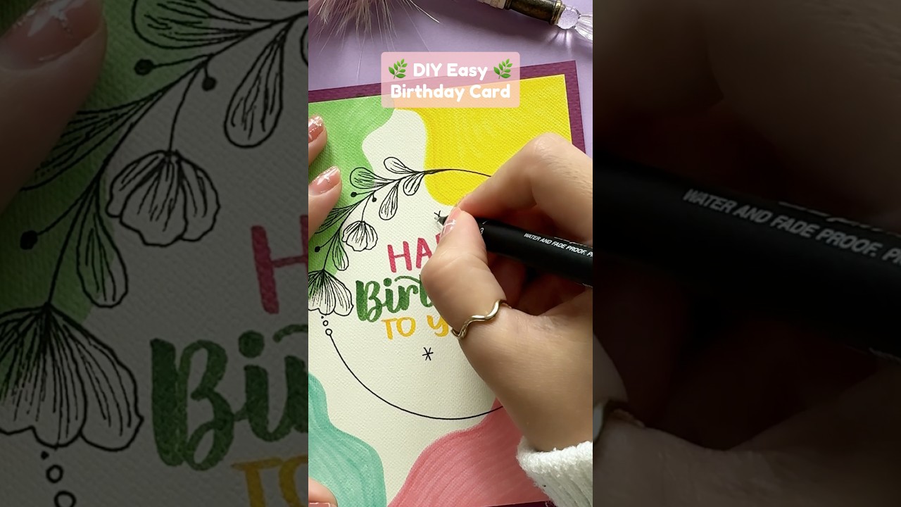 Creating DIY Happy Birthday Cards 💖 #shorts #nhuandaocalligraphy #birthdaycard