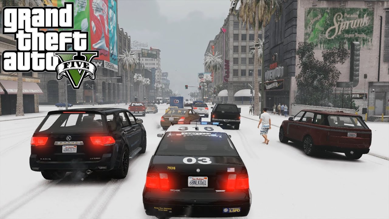 GTA 5 - Police Cruise Around Los Santos Heavy Traffic | 4x Traffic