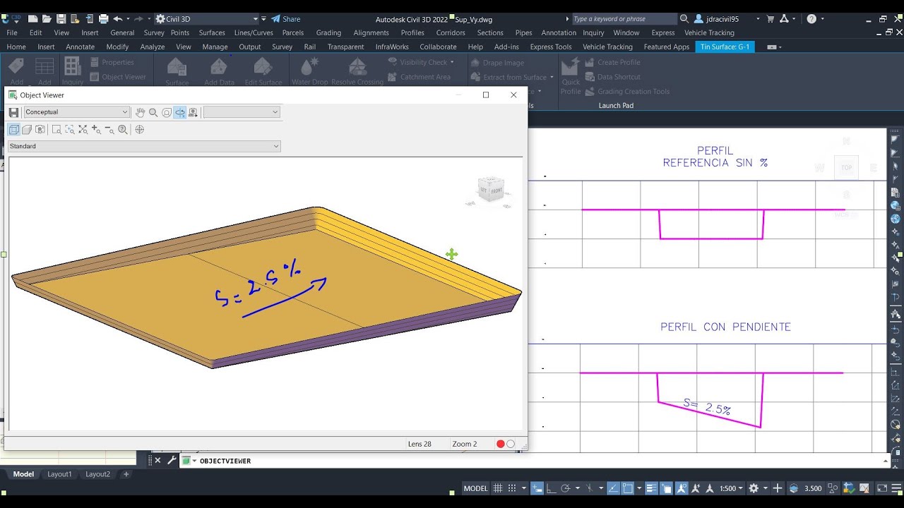 Plataforma con Pendiente en Civil 3D