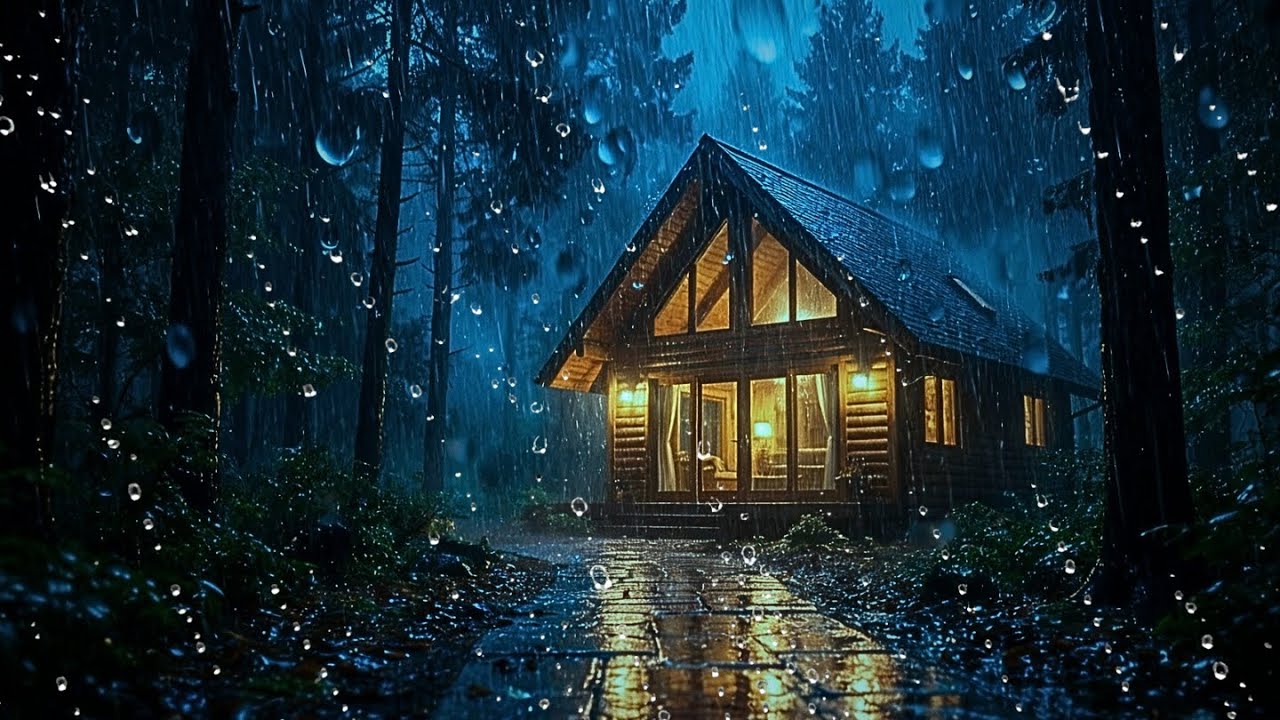 Rain Sounds in the Forest ⛈️ Heavy Rain on the Roof | A Calming Rainy Day