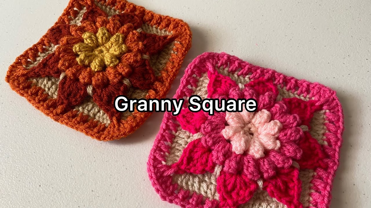 3D Popcorn Flower Granny Square Tutorial#33