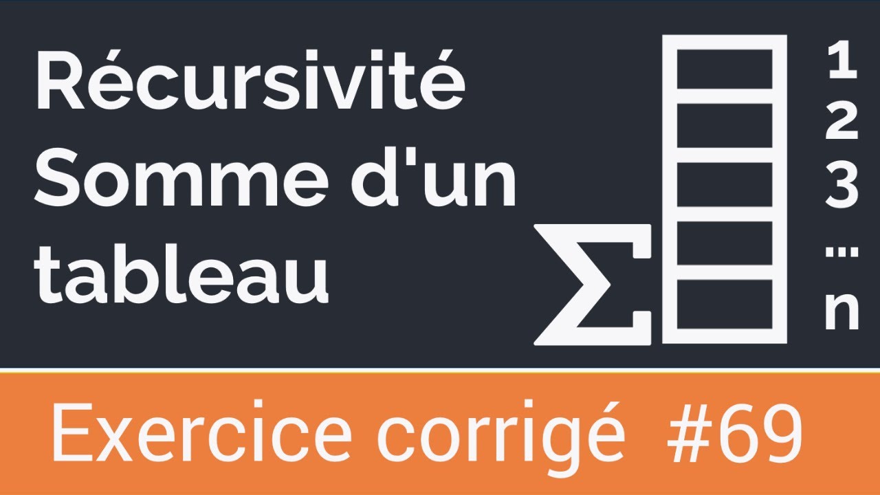 Exercice corrig&eacute; 69: Algorithme r&eacute;cursif qui calcule et affiche la somme des &eacute;l&eacute;ments d&rsquo;un tableau