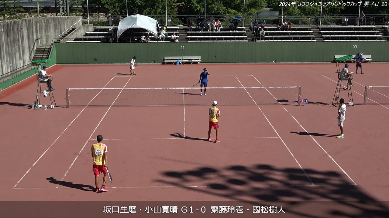 2024年 全日本ジュニアソフトテニス選手権大会 男子U-20 ダブルス 1回戦 坂口生磨・小山寛晴(尽誠学園高校) 対 齋藤玲壱・國松樹人(東北高校)