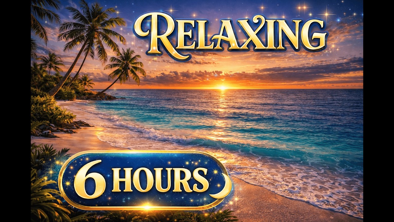 6 Hours Relaxing Ocean Waves 🌊 Sunset Beach Ambience for Sleep & Stress Relief