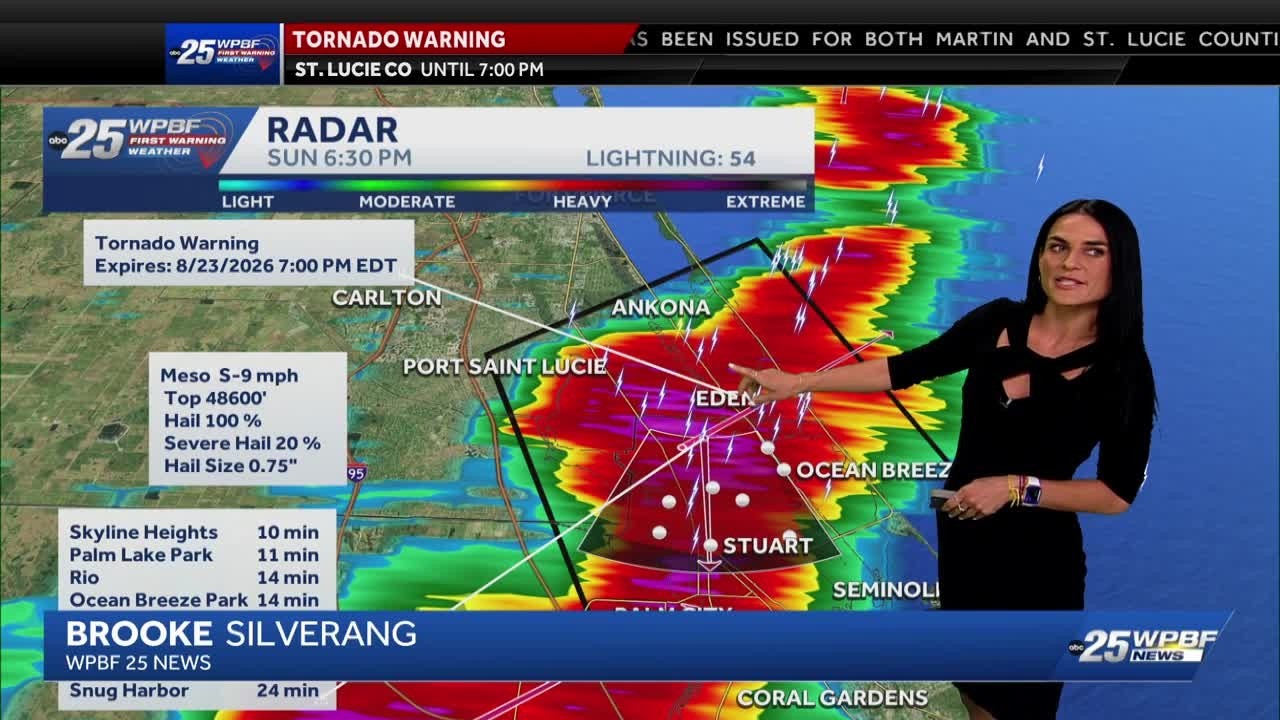 Tornado warning issued for St. Lucie and Martin counties