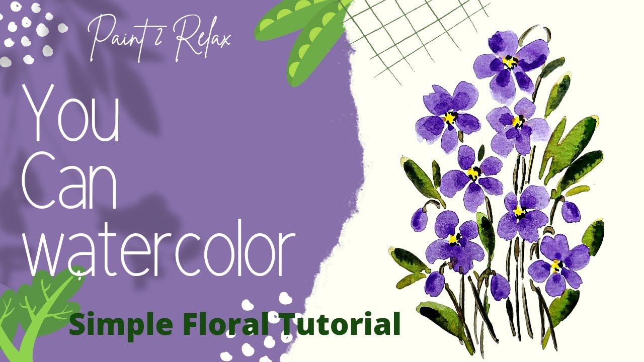 How to Draw Violet Floral Bunch |Watercolor Painting Tutorial | Paint 2 Relax - Opal Strokes