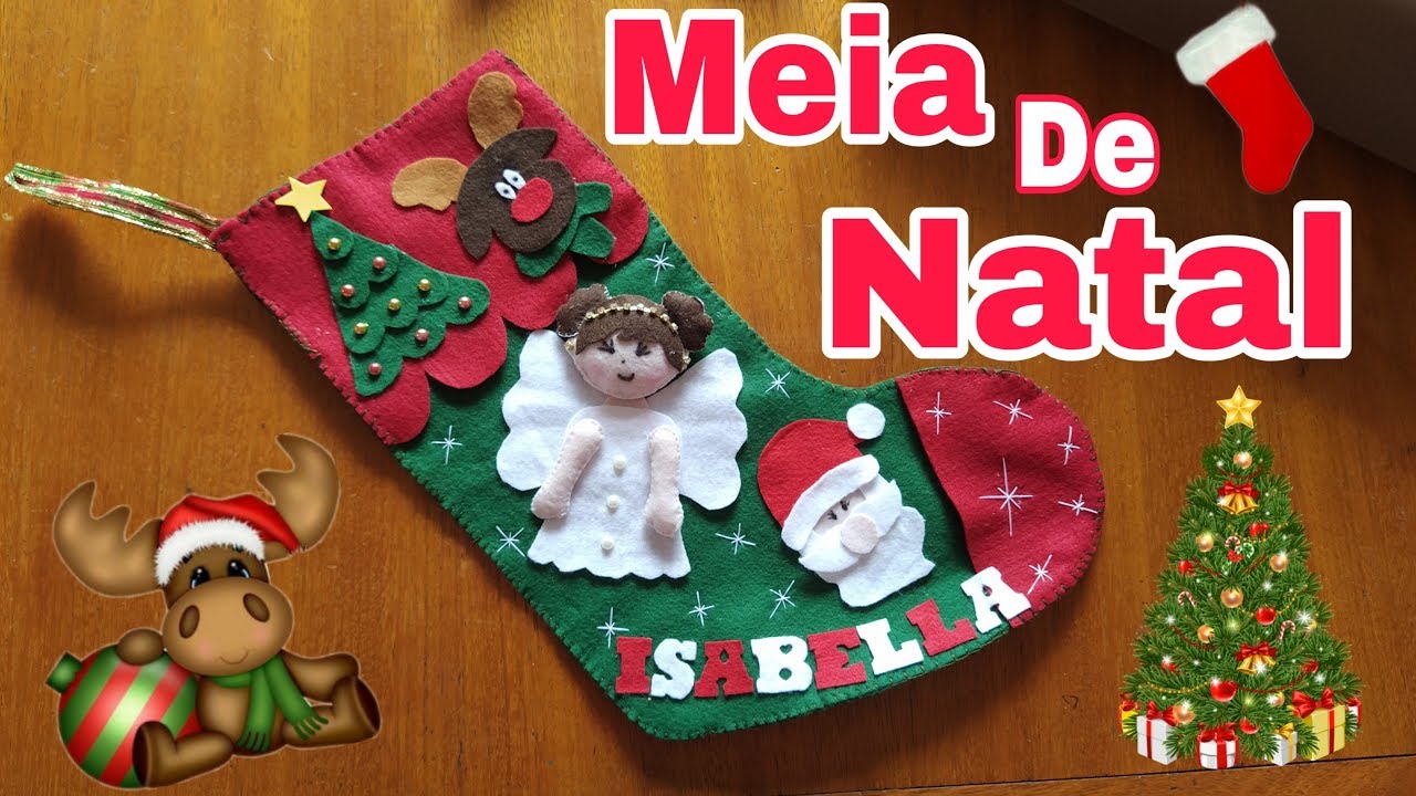 DIY - Meia de Natal de Feltro Com Menos de 15 reais #EspecialdeNatal