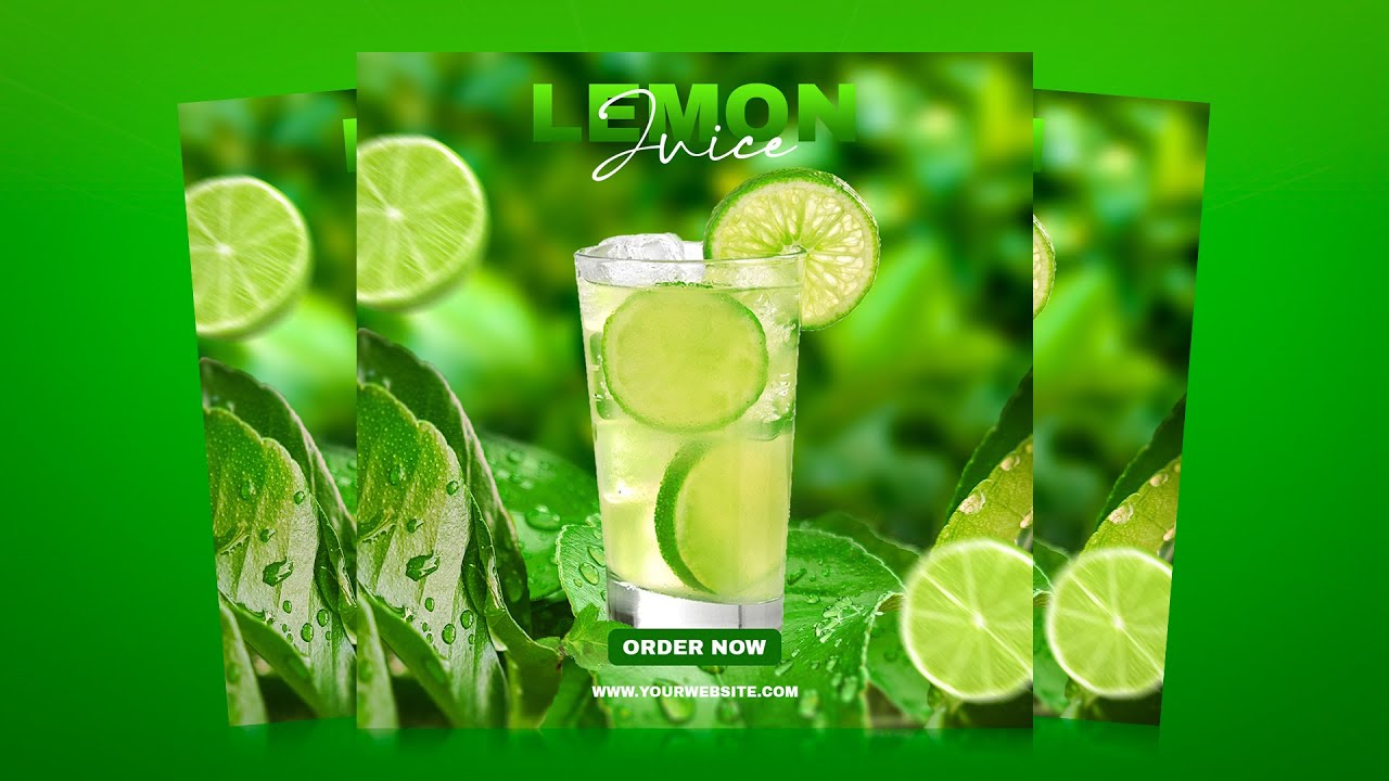 Lemon Juice Social Media Post Design | Photoshop Tutorial