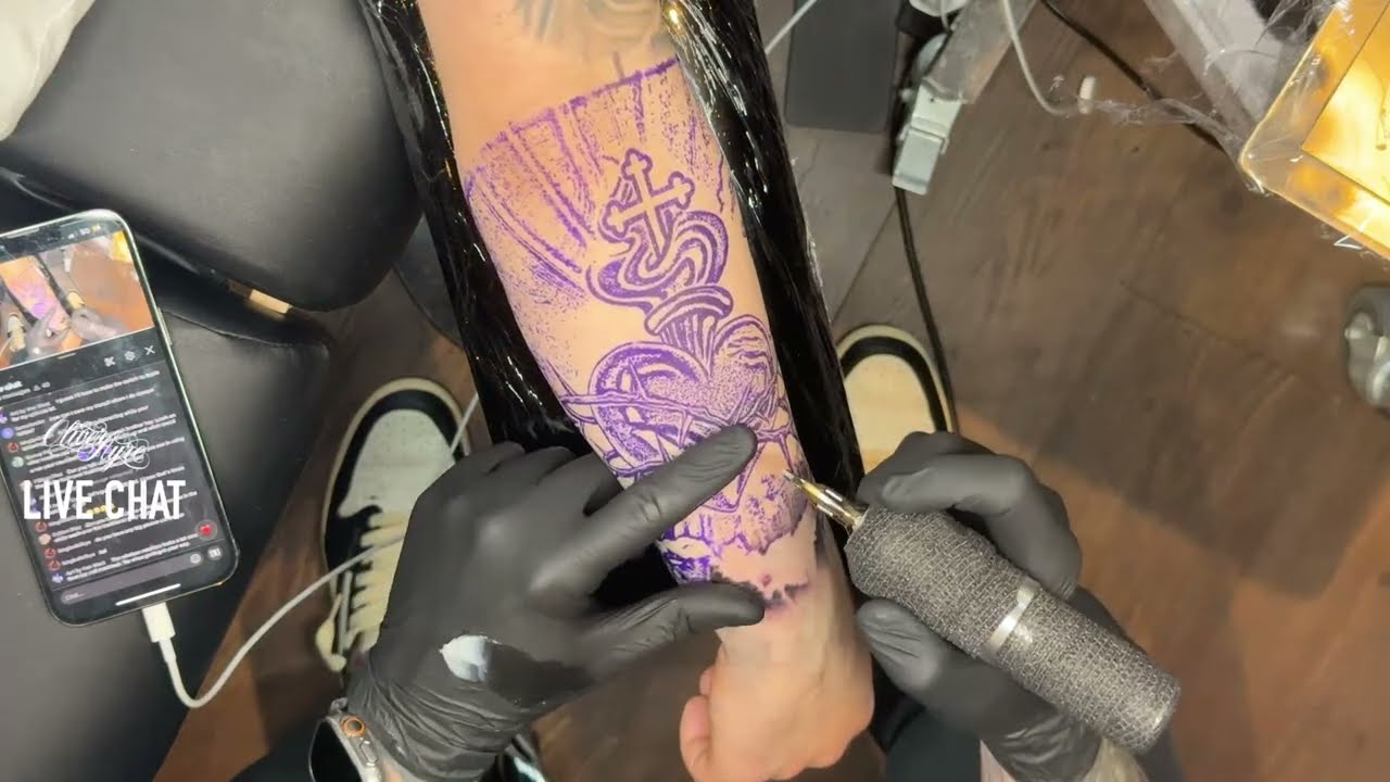 LIVE TATTOO: SACRED HEART ❤️‍🔥(Soft Black & Grey) Full Live Stream