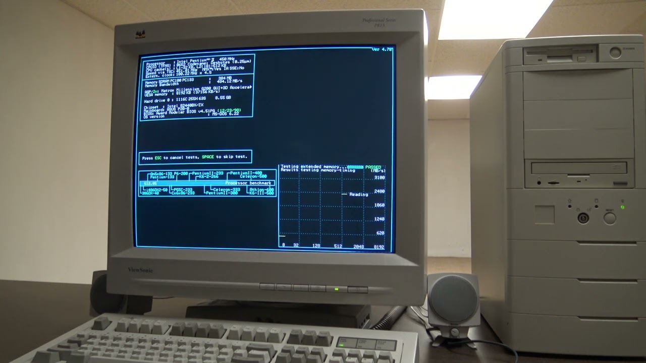 SPEEDSYS vaporwave benchmarks on Pentium II MS-DOS 6.22 SCSI hard drive in the BACKROOMS #doscember