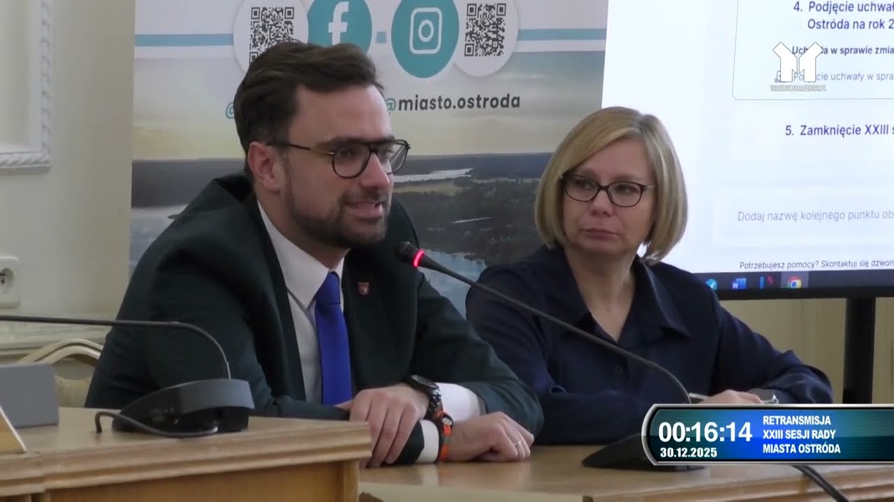 Retransmisja XXIII Sesji Rady Miasta Ostróda z dnia 30.12.2025