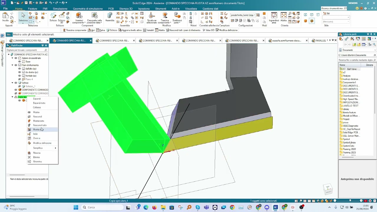 Tutorial Solid Edge | Comando Copia Speculare