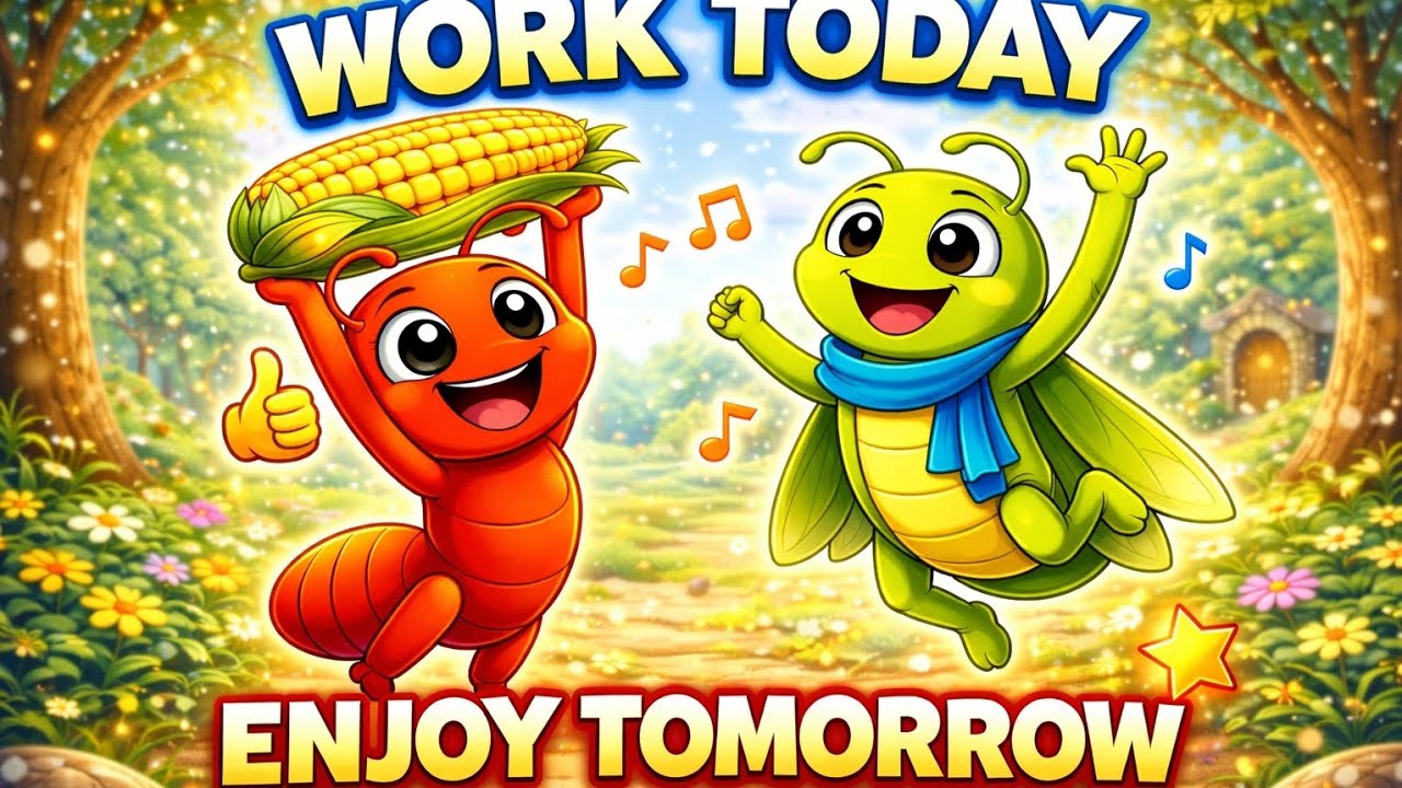 The Ant and the Grasshopper Song 🐜🦗 | Kids Moral Story | Work Today Enjoy Tomorrow