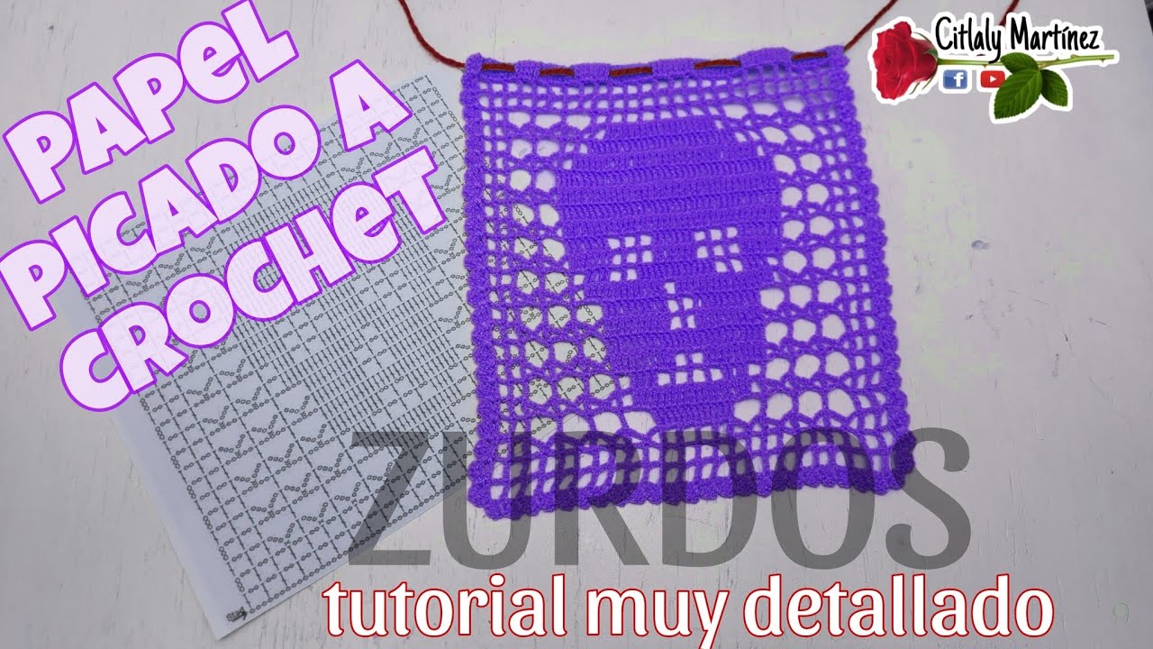 Papel picado a crochet de Calavera 💀versiónZURDOS , tejido de  Calavera- Citlaly Martinez 🌹