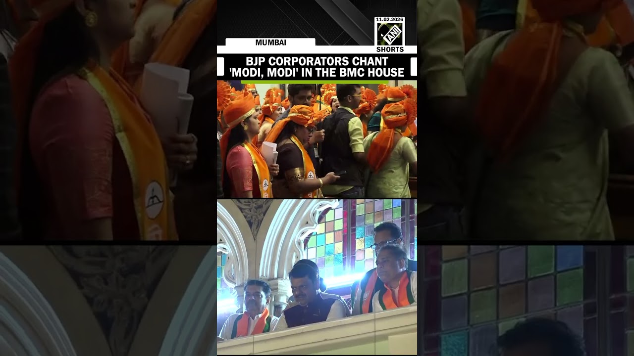Watch! BJP Corporators raise &lsquo;Modi&rsquo; slogans inside BMC ahead of Mayor poll, Fadnavis in attendance