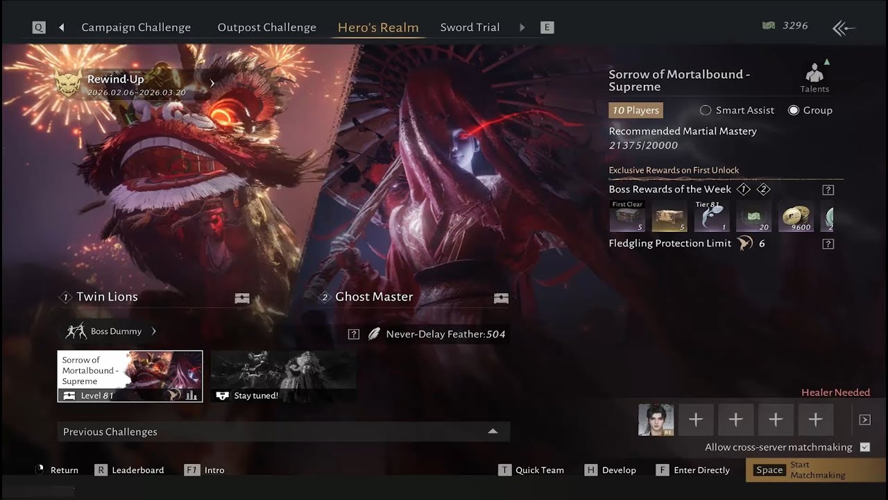 Lvl 81 Sorrow of Mortalbound - Supreme (Twin Lions + Ghost Master) Group Matchmaking [WWM]