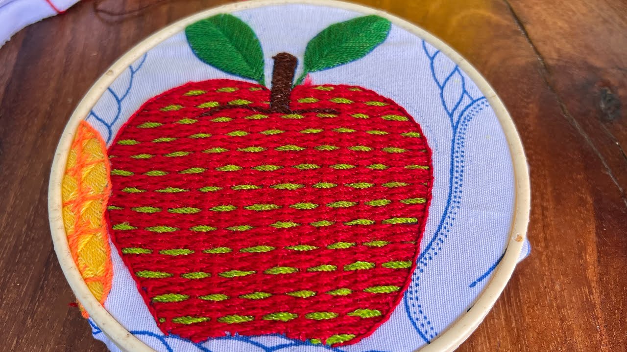 BORDADO PARA UNA MANZANA 🍎 Como bordar una manzana