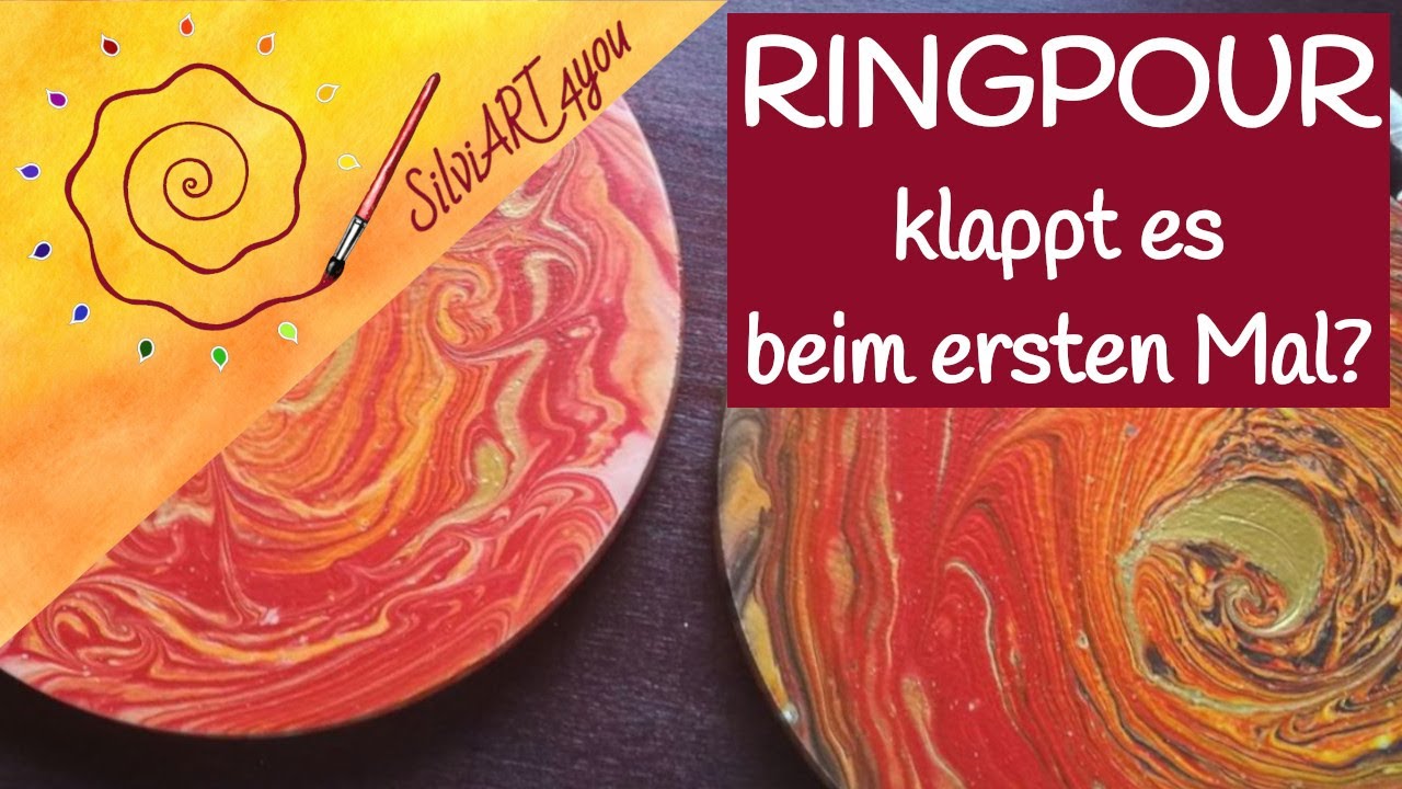 Ringpour Acrylic Pouring auf Holz DIY Tutorial deutsch