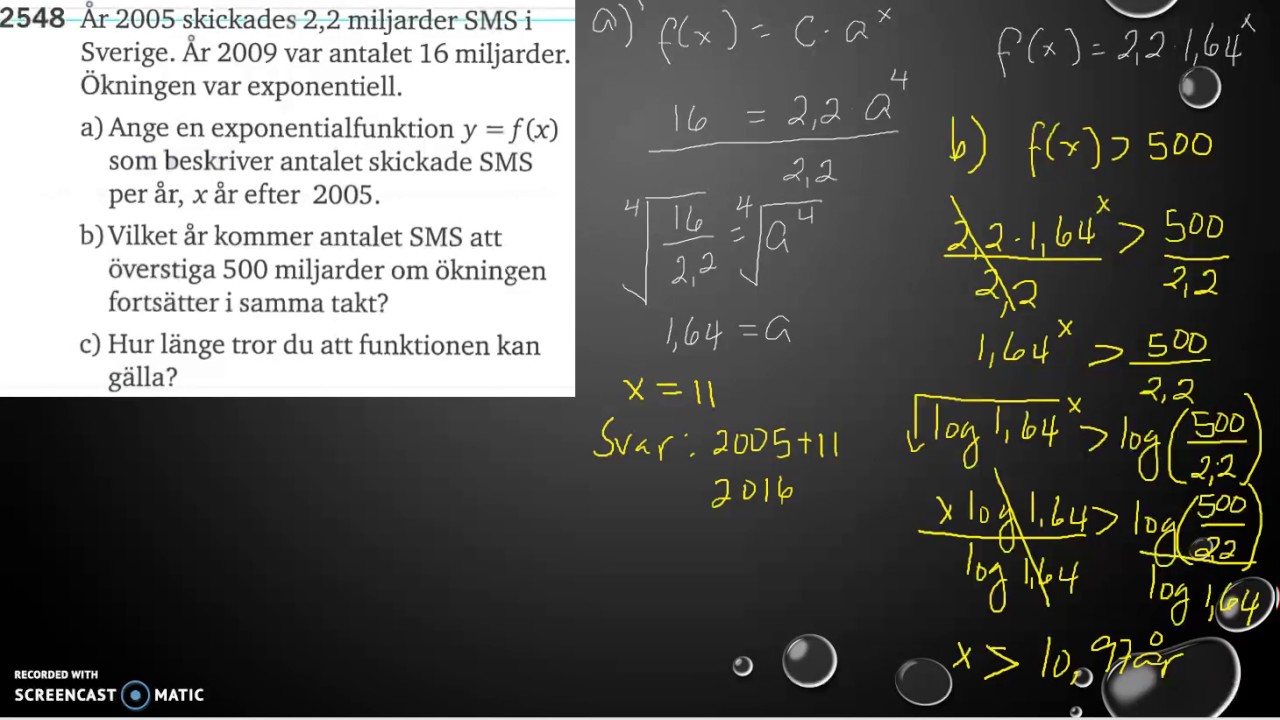 Matematik 5000 2b Kapitel 2 Exponential- och potensfunktioner Tillämpningar 2548