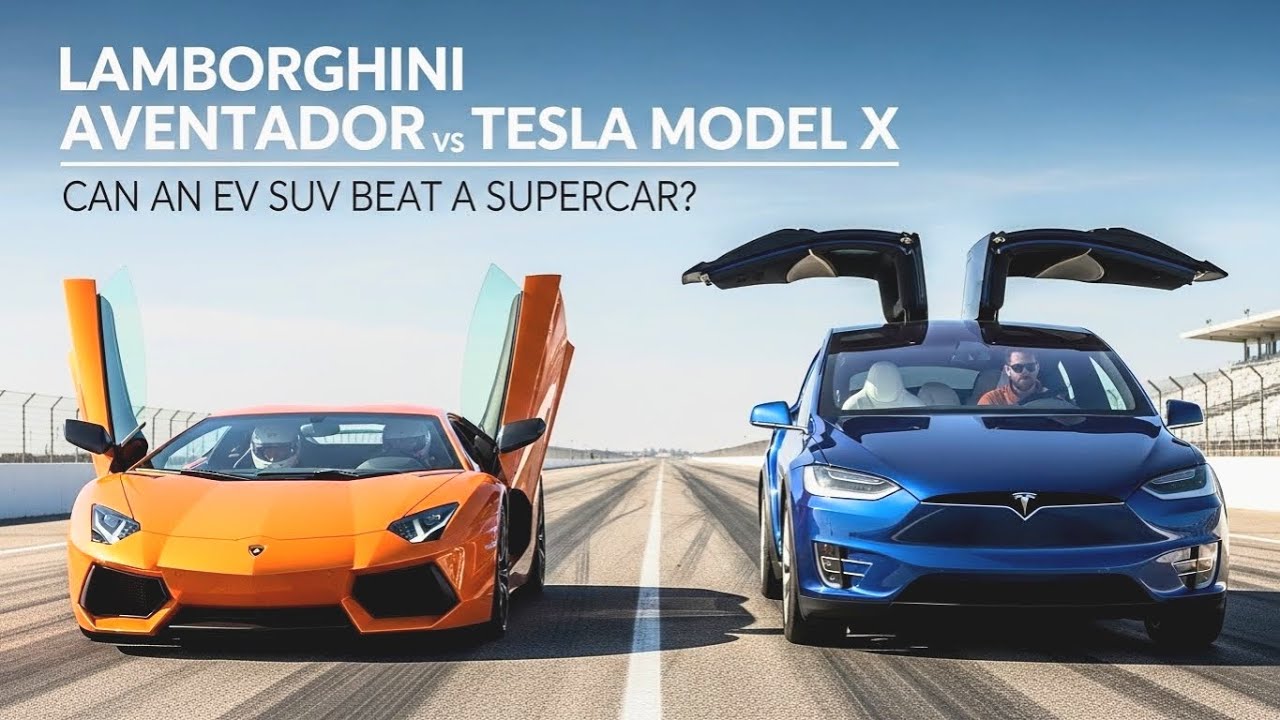 «Lamborghini Aventador против Tesla Model X – сможет ли электромобиль-внедорожник обогнать суперк...