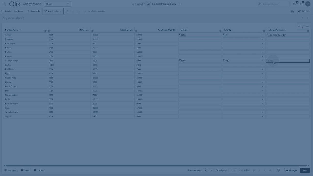 Создание таблицы в Qlik Cloud