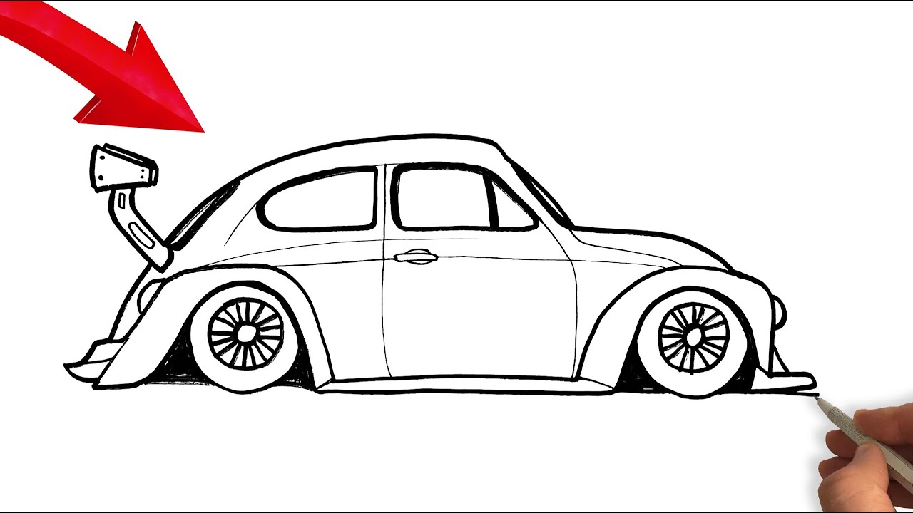 How to Draw a Volkswagen Beetle - Easy Step-by-Step Car Drawing Tutorial
