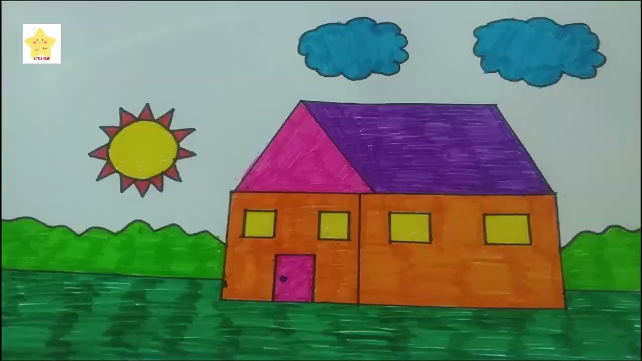 How to Draw and Color a Simple House for Kids | Easy Drawing Tutorial