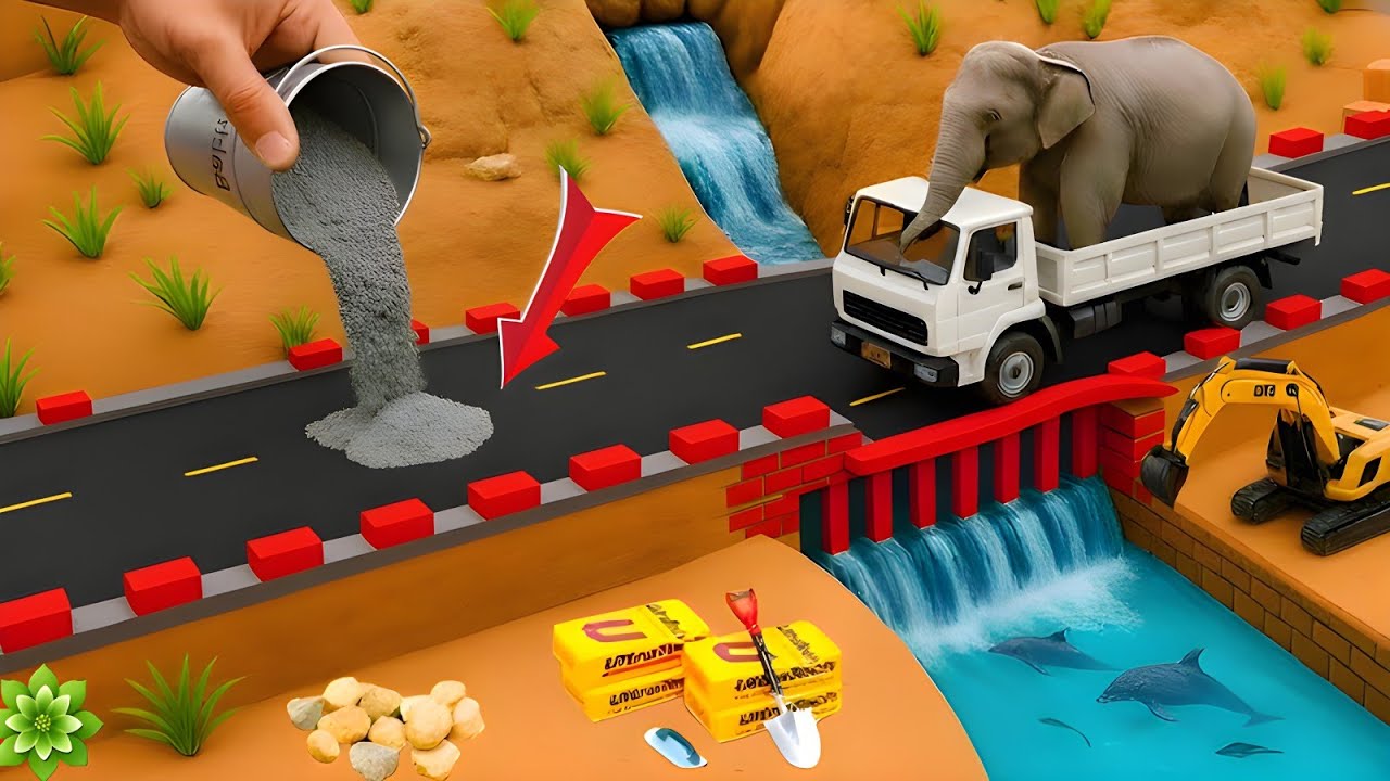DIY Mini Truck Builds Strong Cement Bridge | Creative Engineering Construction Project
