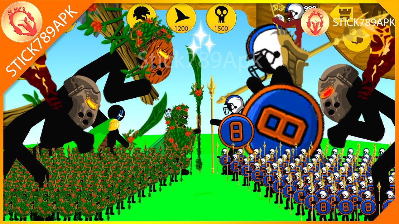 STICK FIGURE LEAF ARMY GRIFFON, XIPHOS VS GIANT BOSS BLAKE ARMY | Stick War Legacy Mod | Stick789Apk