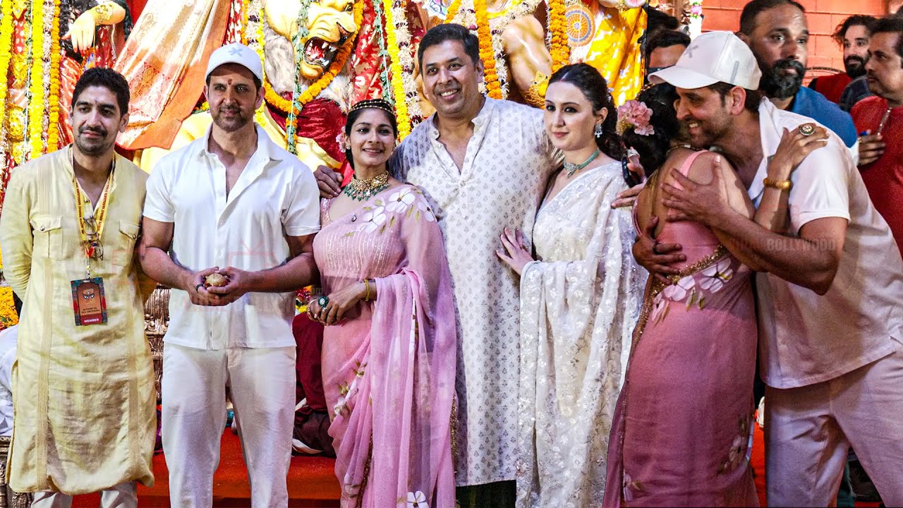 Hrithik Roshan Meet Tanishaa Mukerji arrives at North Bombay Biggest Durga Puja 2025