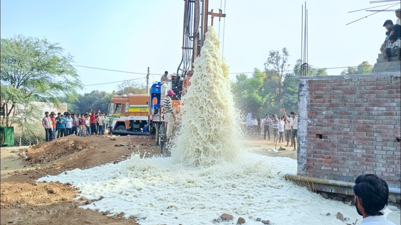 Borewell Drilling 20 HP Motor | Traditional Coconut Water Checking Method | High Water Force Video