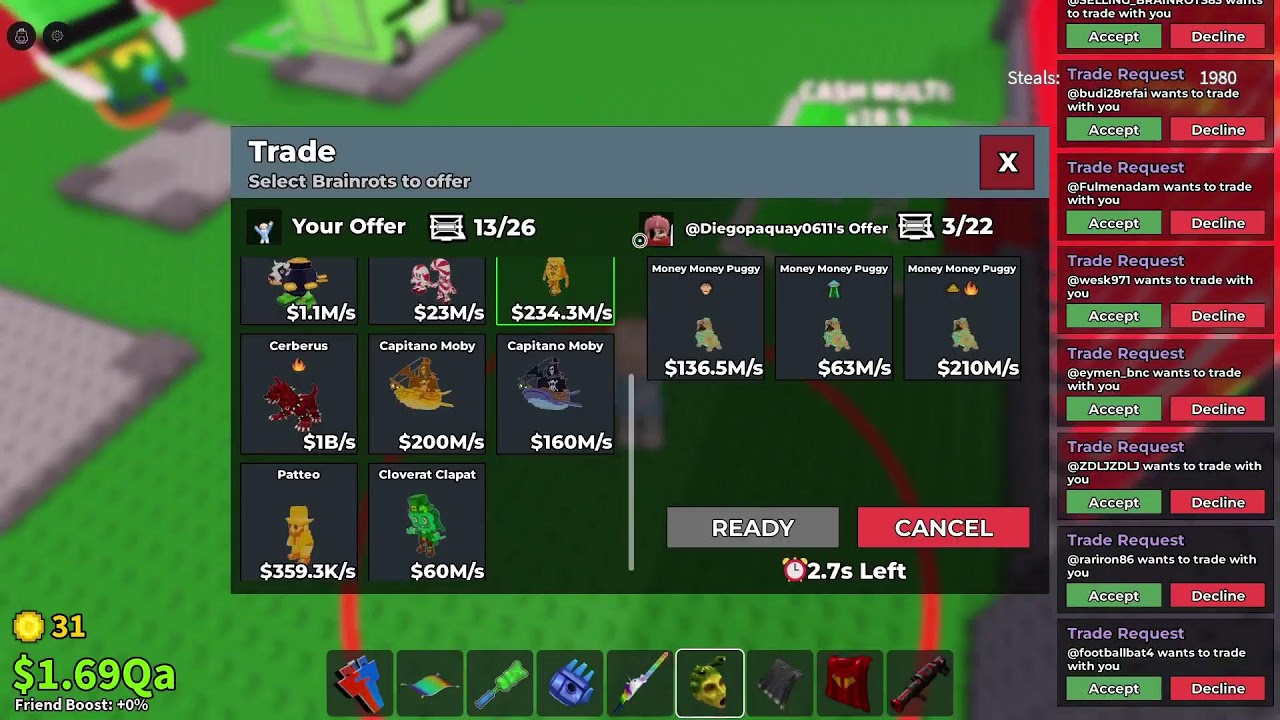 Steal a brainrot LIVE TRADE USER YADIVIR