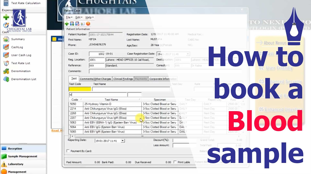 How to book a blood sample at chughtai lab