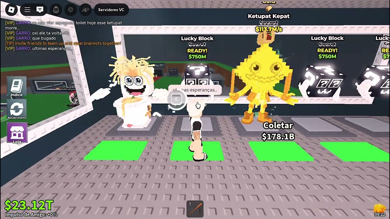 arrisquei um ketupat kepat de ouro no roube um brainrot