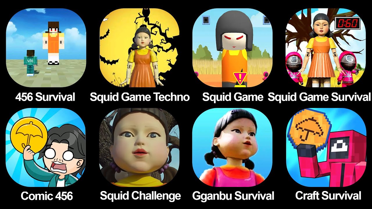 Grimace Monster Scary Survival,Squid Game Techno,Mr. Smiley Horror School,Baby Bobby Horror