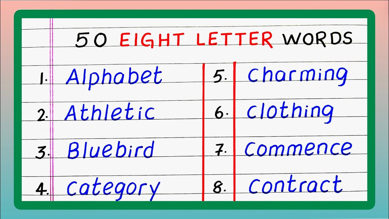 50 Eight Letter Words | Eight Letter Words in English | Updated Video