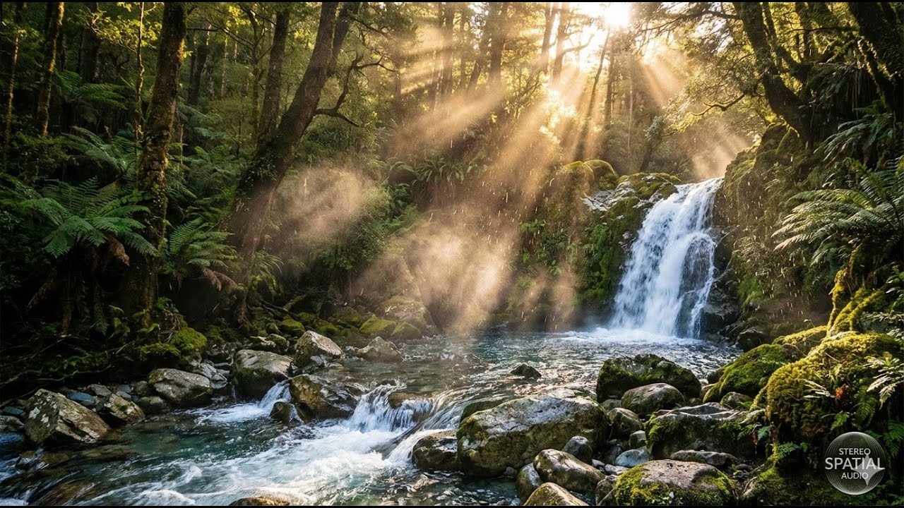 4K Waterfall & River Sounds: Immersive Stereo Nature for Deep Sleep & Meditation