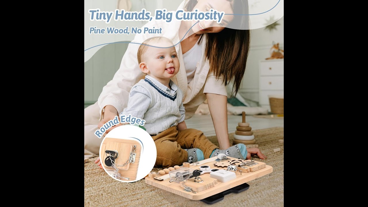 Montessori Wooden Busy Board - Sensory Toys for Toddlers Fine Motor Skills | @FunSeaStories