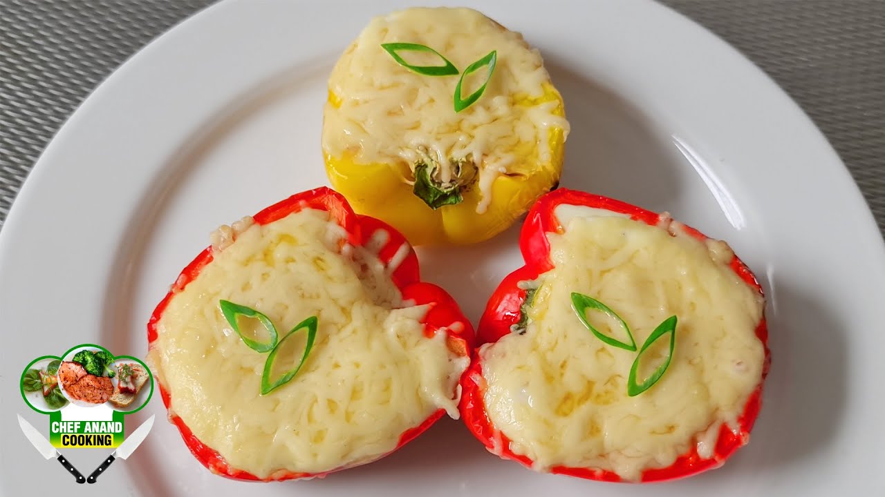 GEVULDE PAPRIKA MET GEBAKKEN EI EN KAAS GERECHT | STUFFED PAPRIKA WITH BAKED EGG AND CHEESE DISH