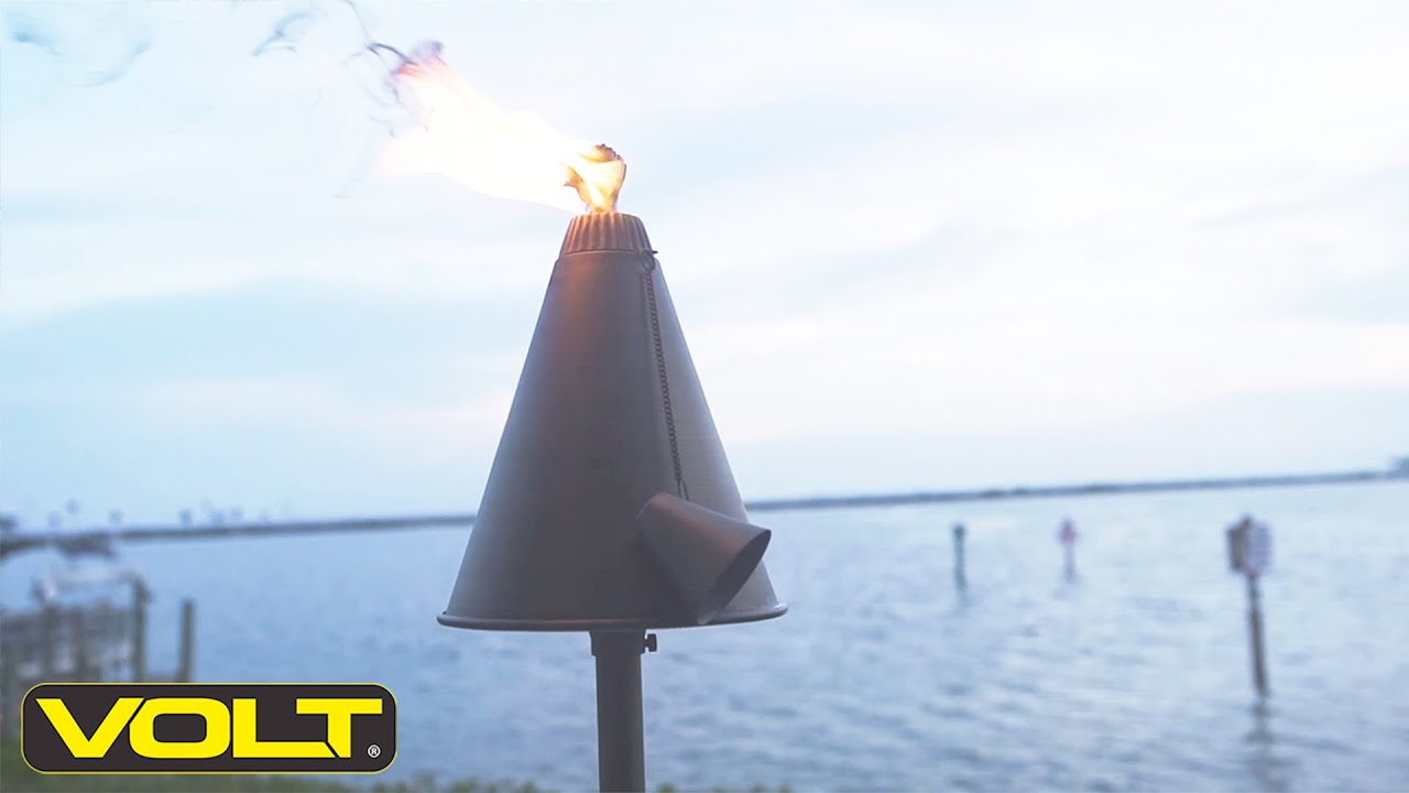 VOLT® 2-in-1 Tiki-Brass Torch Light Combines a Real Flame & LED Light